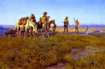 American Indians Painting - wild man s truce 1914 Charles Marion Russell American Indians